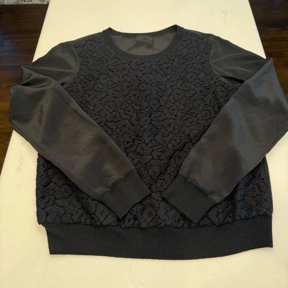 VINCE Black Long Sleeve Silk & Cotton Women's Top Medium Fabulous $195 - Picture 8 of 10